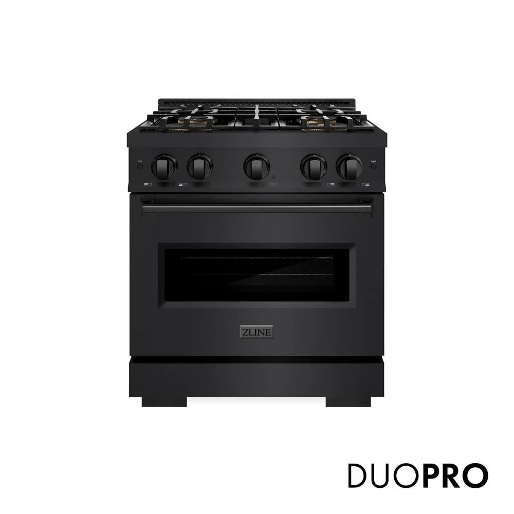 30 In. 4.2 Cu. Ft. Classic Dual Fuel Range With 4 Burner Duopro™ Cooktop And Electric Convection Oven In Black Stainless Steel PCDRB30