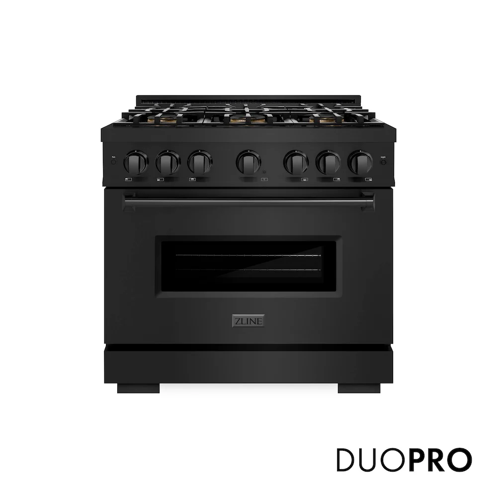 36 In. 5.2 Cu. Ft. Classic Dual Fuel Range With 6 Burner Duopro™ Cooktop And Electric Convection Oven In Black Stainless Steel PCDRB36