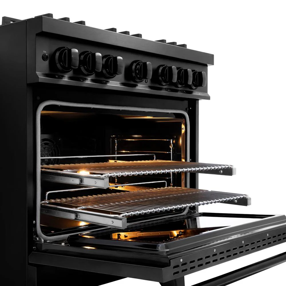 36 In. 5.2 Cu. Ft. Classic Dual Fuel Range With 6 Burner Duopro™ Cooktop And Electric Convection Oven In Black Stainless Steel PCDRB36