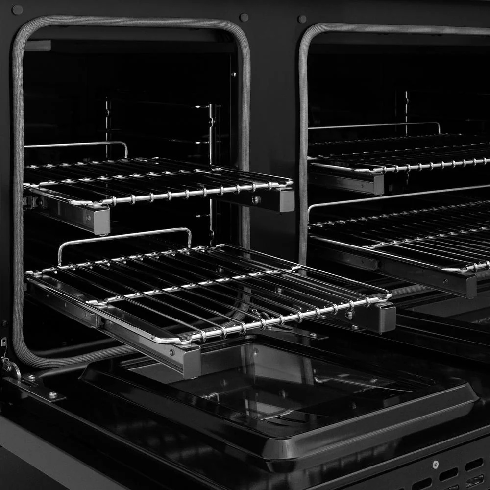 Autograph Edition 48 In. 6.7 Cu. Ft. Classic Dual Fuel Range With 8 Burner Duopro™ Cooktop And Dual Ovens In Black Stainless Steel And Champagne Bronze Accents PCDRBZ48CB