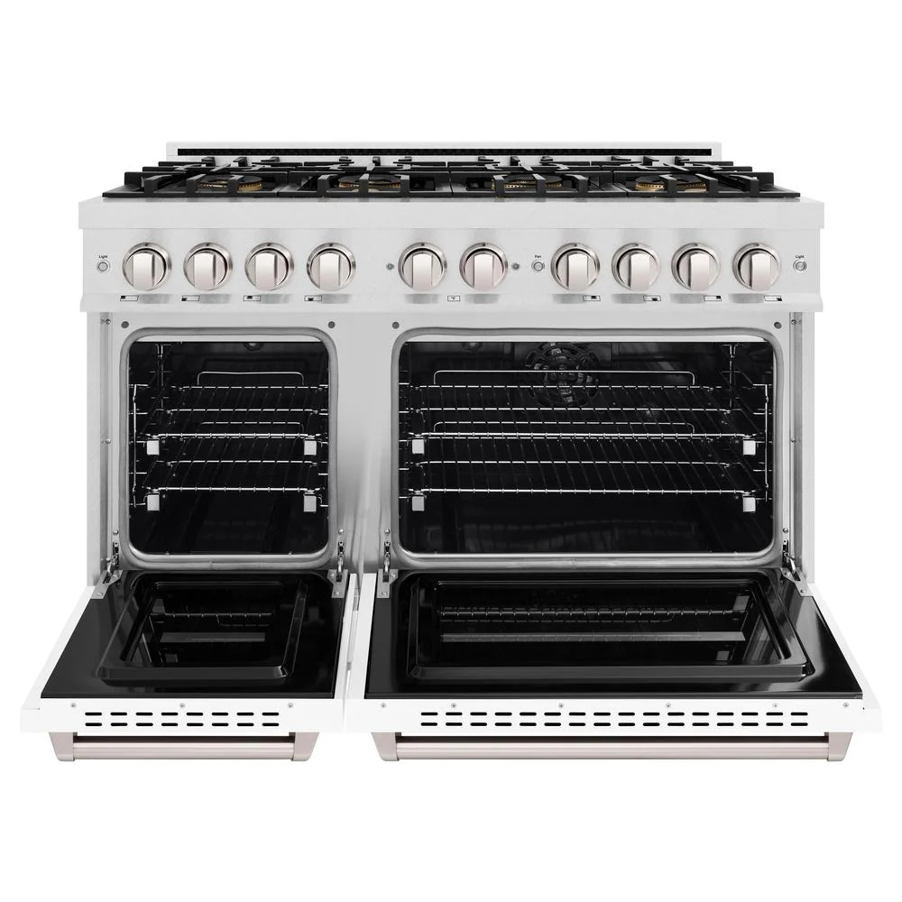 48 In. 6.7 Cu. Ft. Classic Dual Fuel Range With 8 Burner Duopro™ Cooktop And Dual Ovens In Satin Stainless Steel With White Matte Doors PCDRSWM48