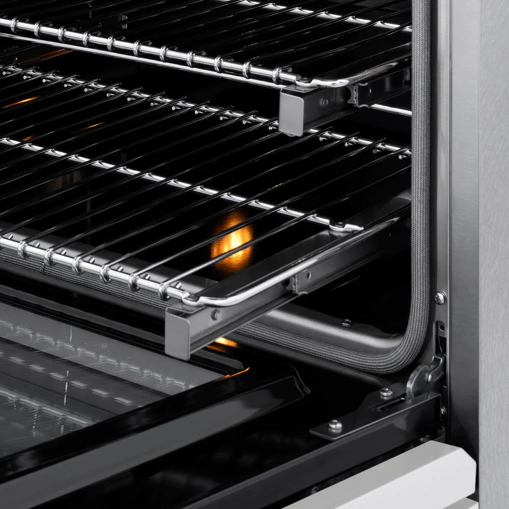 Autograph Edition 48 In. 6.7 Cu. Ft. Classic Dual Fuel Range With 8 Burner Duopro™ Cooktop And Dual Ovens In Satin Stainless Steel With White Matte Doors And Champagne Bronze Accents PCDRSZWM48CB