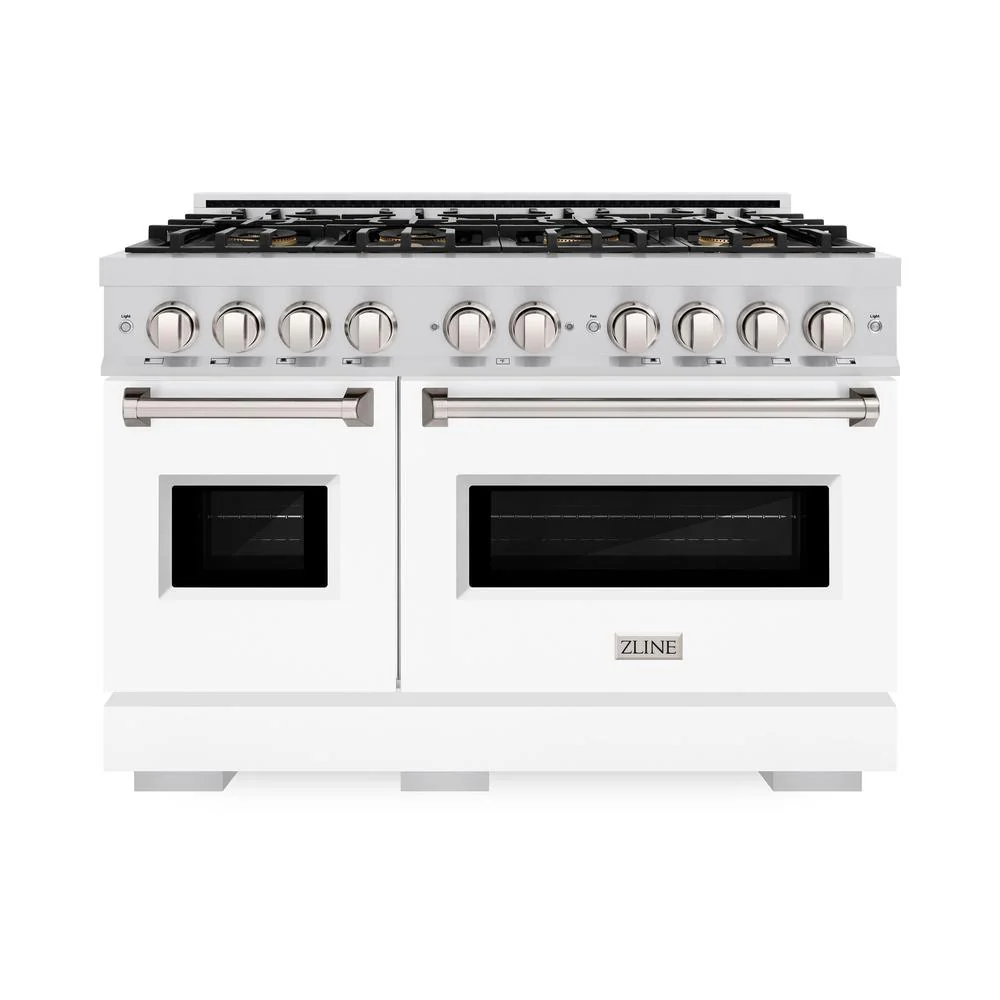 48 In. 6.7 Cu. Ft. Classic Dual Fuel Range With 8 Burner Duopro™ Cooktop And Dual Ovens With White Matte Doors PCDRWM48