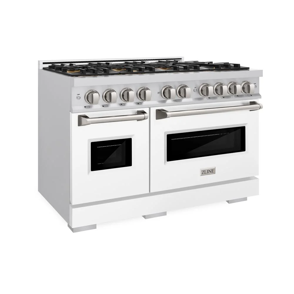 48 In. 6.7 Cu. Ft. Classic Dual Fuel Range With 8 Burner Duopro™ Cooktop And Dual Ovens With White Matte Doors PCDRWM48