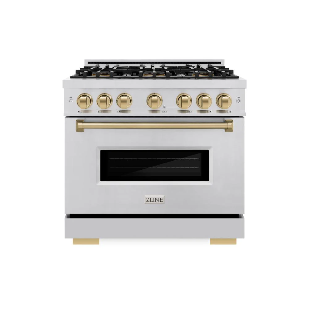 Autograph Edition 36 In. 5.2 Cu. Ft. Classic Dual Fuel Range With 6 Burner Duopro™ Cooktop And Electric Convection Oven In Stainless Steel And Champagne Bronze Accents PCDRZ36CB