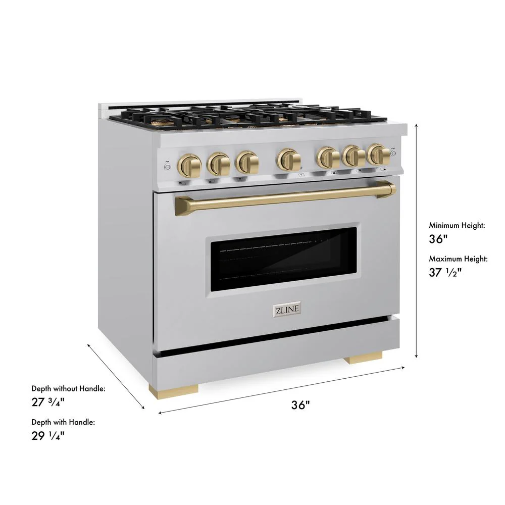 Autograph Edition 36 In. 5.2 Cu. Ft. Classic Dual Fuel Range With 6 Burner Duopro™ Cooktop And Electric Convection Oven In Stainless Steel And Champagne Bronze Accents PCDRZ36CB