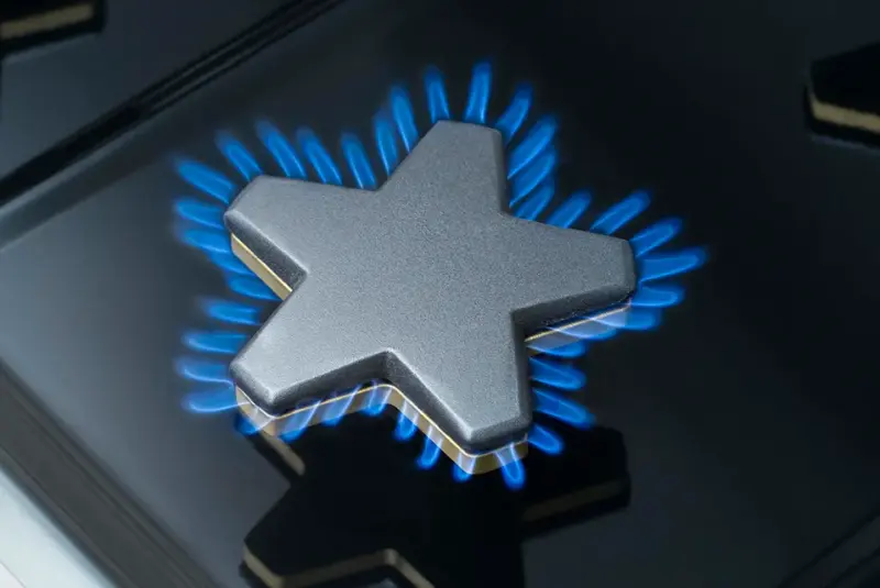 18,000 BTU Star Burners across the front