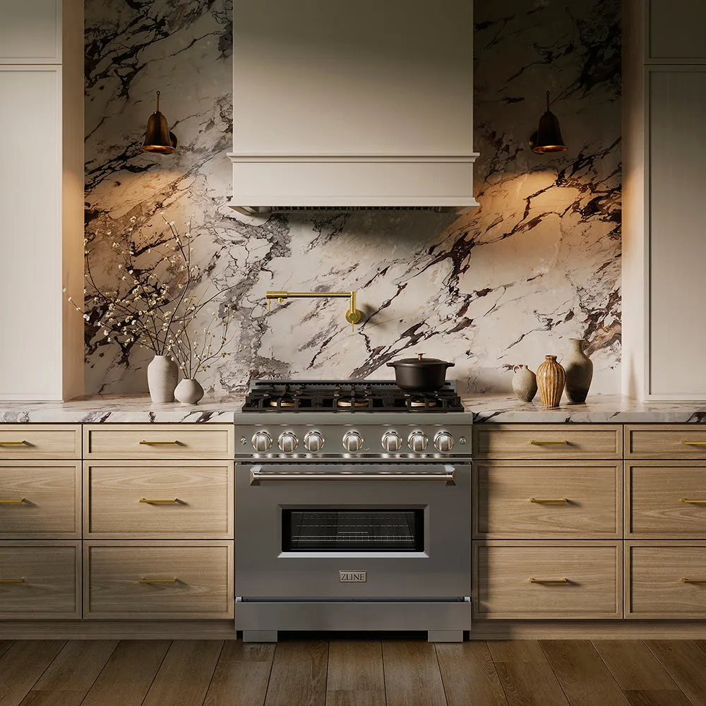36 In. 5.2 Cu. Ft. Classic Gas Range With 6 Burner Duopro™ Cooktop And Convection Gas Oven In Stainless Steel PCGR36