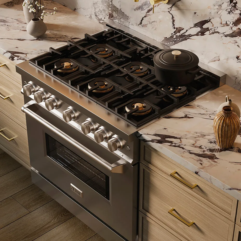 36 In. 5.2 Cu. Ft. Classic Gas Range With 6 Burner Duopro™ Cooktop And Convection Gas Oven In Stainless Steel PCGR36