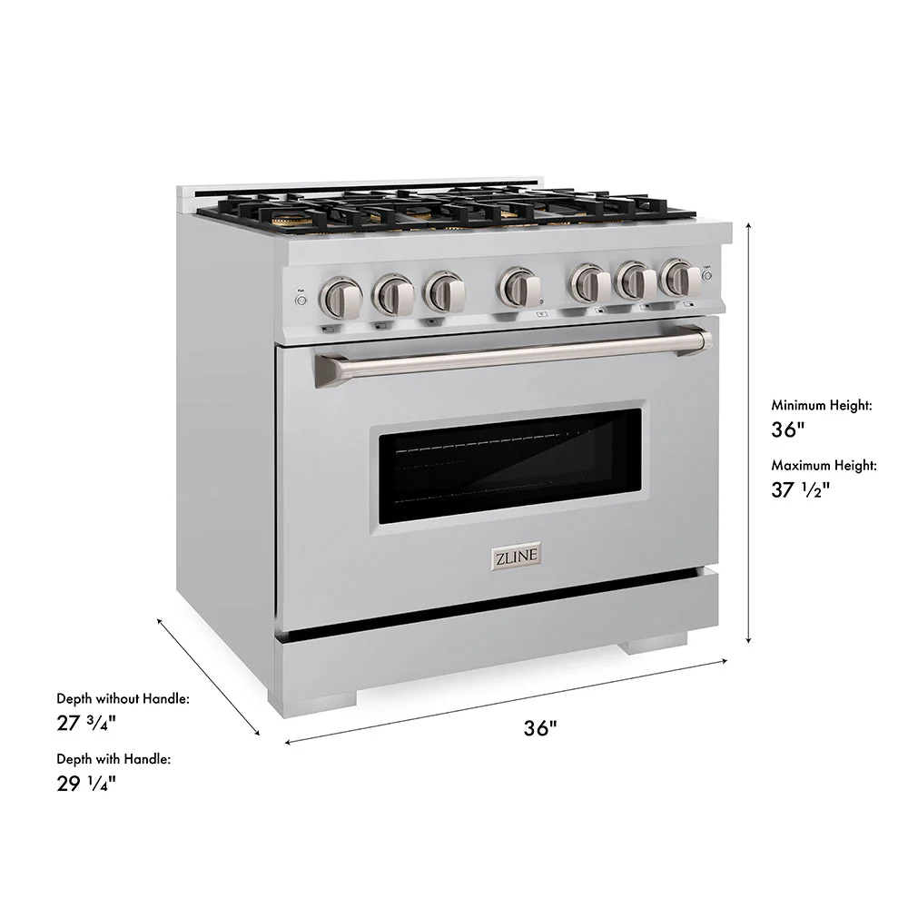 36 In. 5.2 Cu. Ft. Classic Gas Range With 6 Burner Duopro™ Cooktop And Convection Gas Oven In Stainless Steel PCGR36