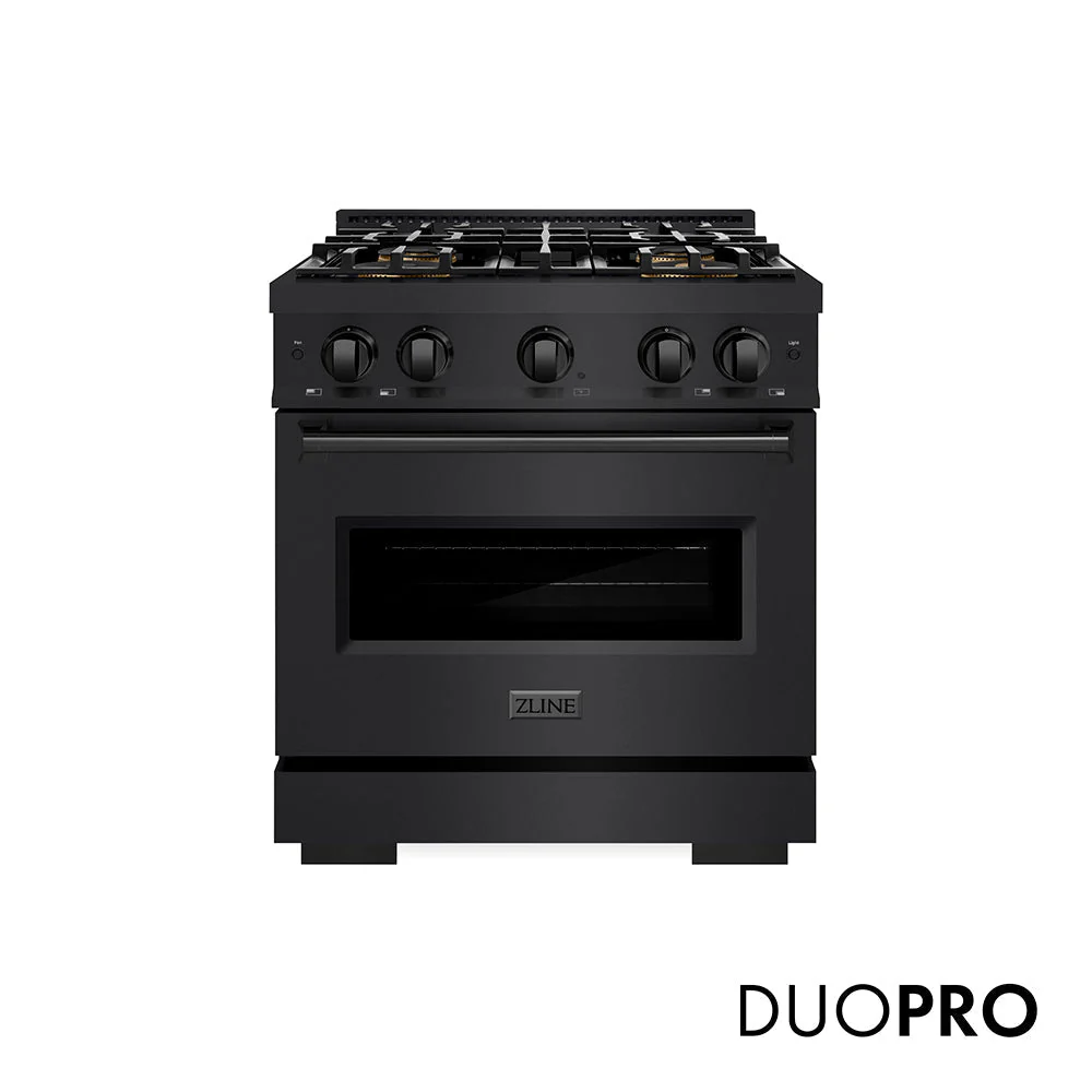 30 In. 4.2 Cu. Ft. Classic Gas Range With 4 Burner Duopro™ Cooktop And Convection Gas Oven In Black Stainless Steel PCGRB30