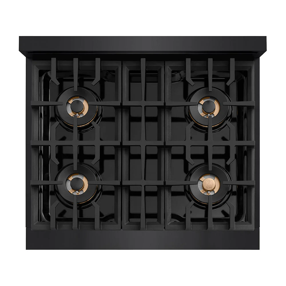 30 In. 4.2 Cu. Ft. Classic Gas Range With 4 Burner Duopro™ Cooktop And Convection Gas Oven In Black Stainless Steel PCGRB30
