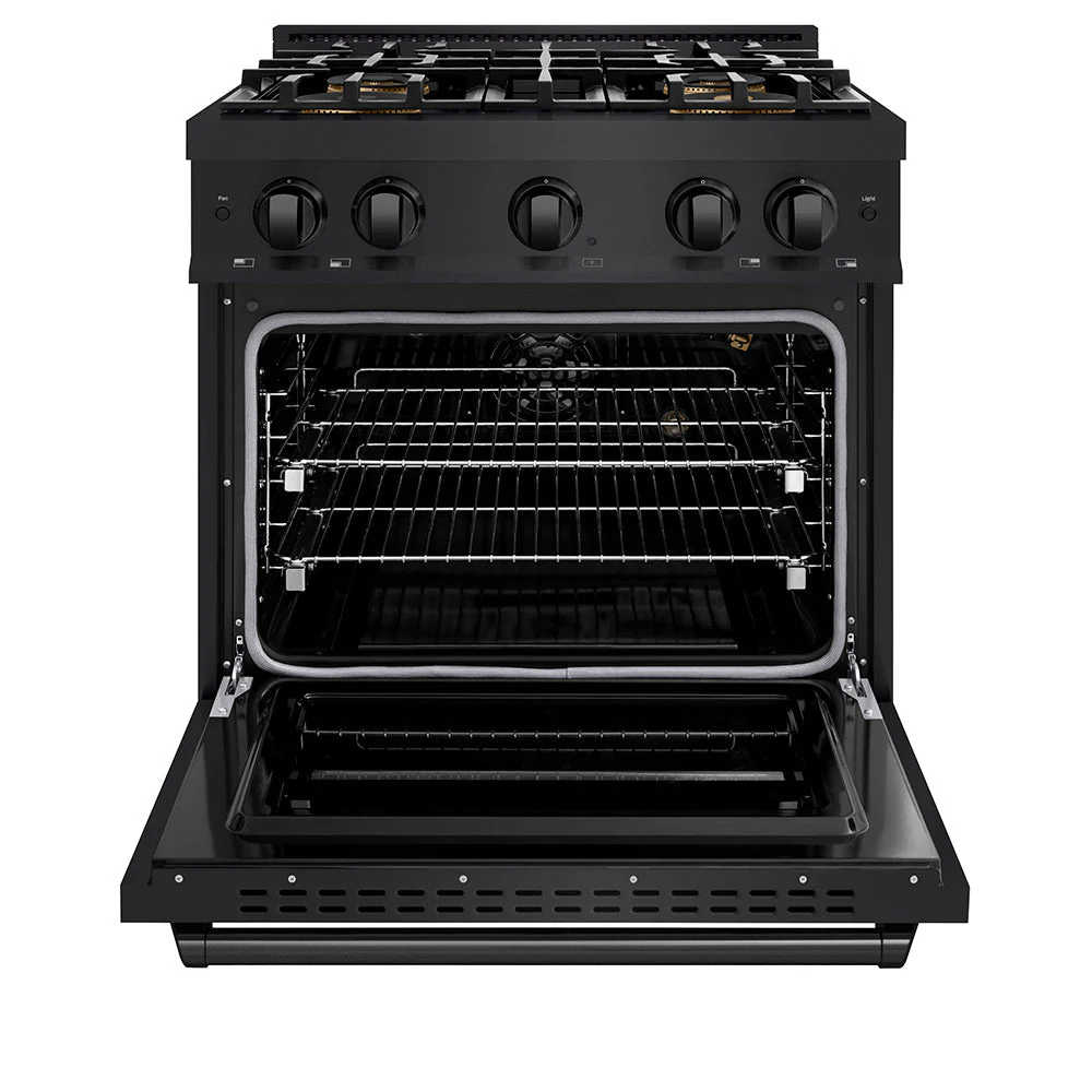 30 In. 4.2 Cu. Ft. Classic Gas Range With 4 Burner Duopro™ Cooktop And Convection Gas Oven In Black Stainless Steel PCGRB30