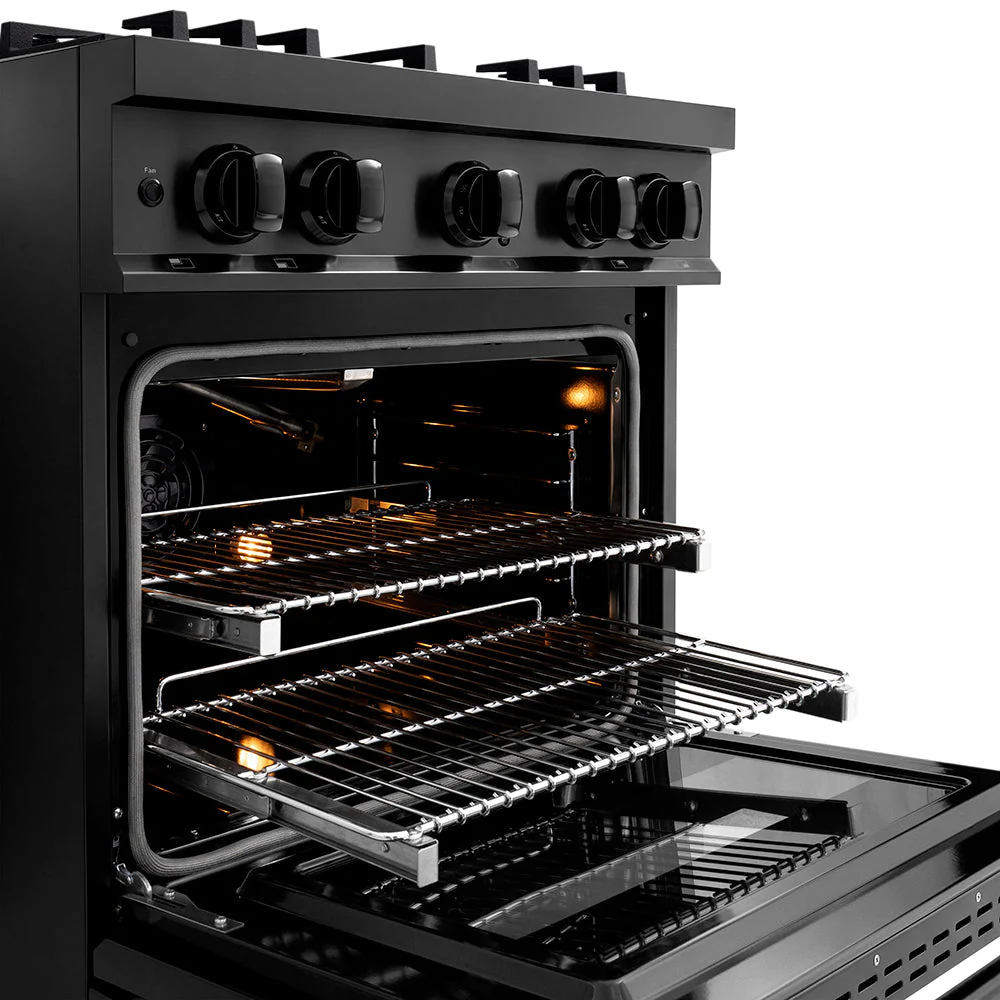 30 In. 4.2 Cu. Ft. Classic Gas Range With 4 Burner Duopro™ Cooktop And Convection Gas Oven In Black Stainless Steel PCGRB30