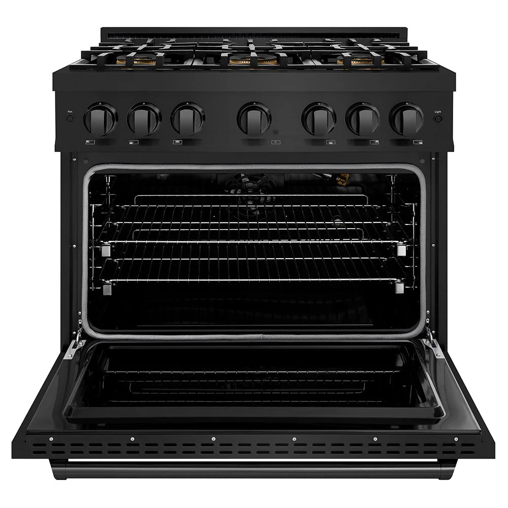36 In. 5.2 Cu. Ft. Classic Gas Range With 6 Burner Duopro™ Cooktop And Convection Gas Oven In Black Stainless Steel PCGRB36