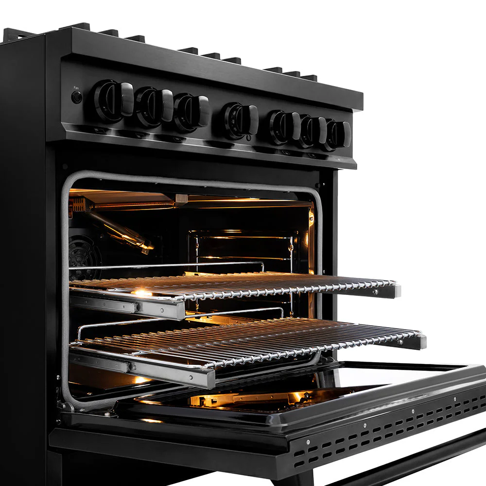 36 In. 5.2 Cu. Ft. Classic Gas Range With 6 Burner Duopro™ Cooktop And Convection Gas Oven In Black Stainless Steel PCGRB36
