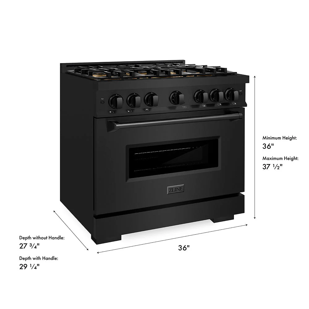 36 In. 5.2 Cu. Ft. Classic Gas Range With 6 Burner Duopro™ Cooktop And Convection Gas Oven In Black Stainless Steel PCGRB36