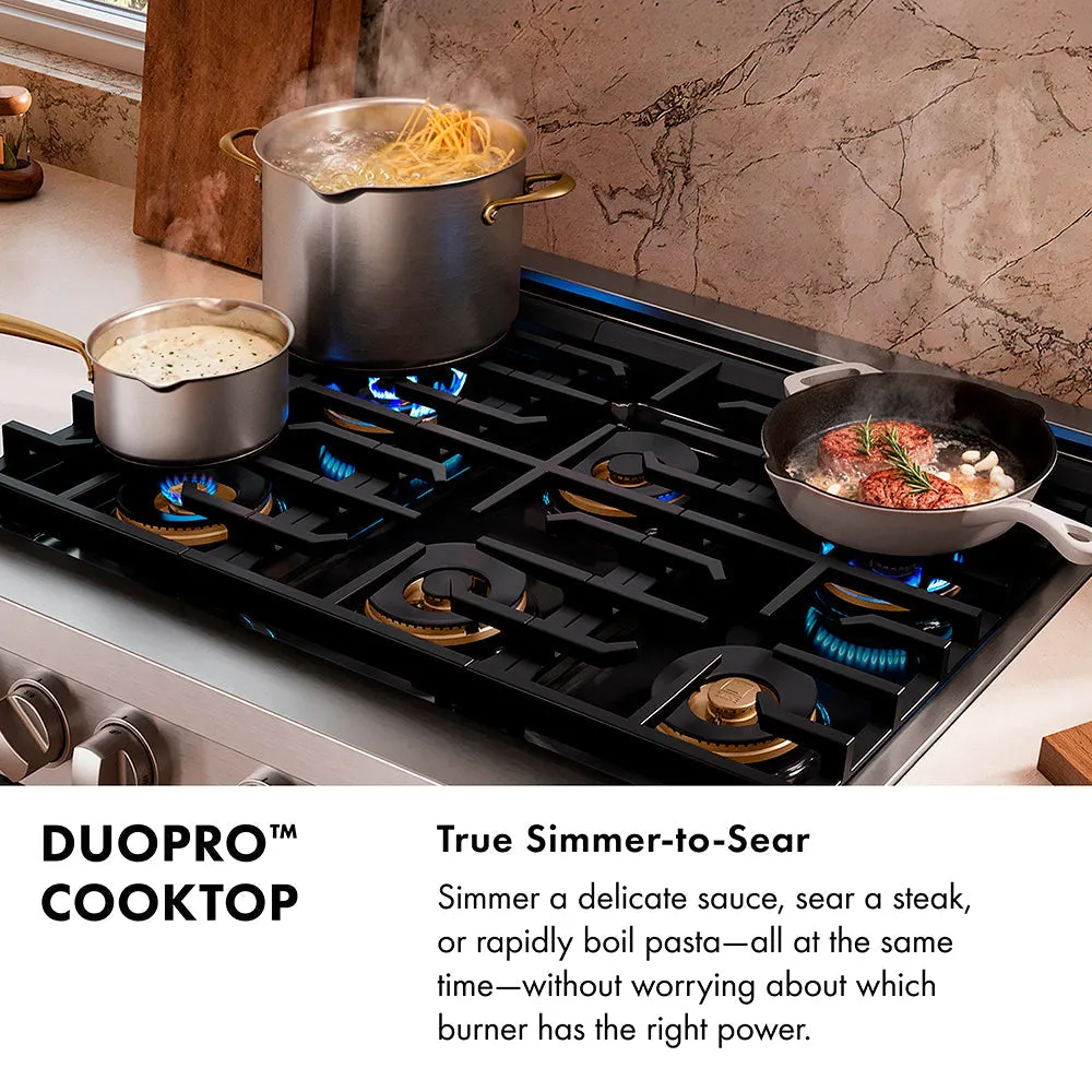 36 In. 5.2 Cu. Ft. Classic Gas Range With 6 Burner Duopro™ Cooktop And Convection Gas Oven In Black Stainless Steel PCGRB36
