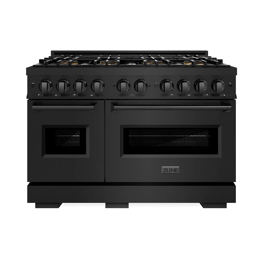 48 In. 6.7 Cu. Ft. Classic Gas Range With 8 Burner Duopro™ Cooktop And Dual Ovens In Black Stainless Steel PCGRB48