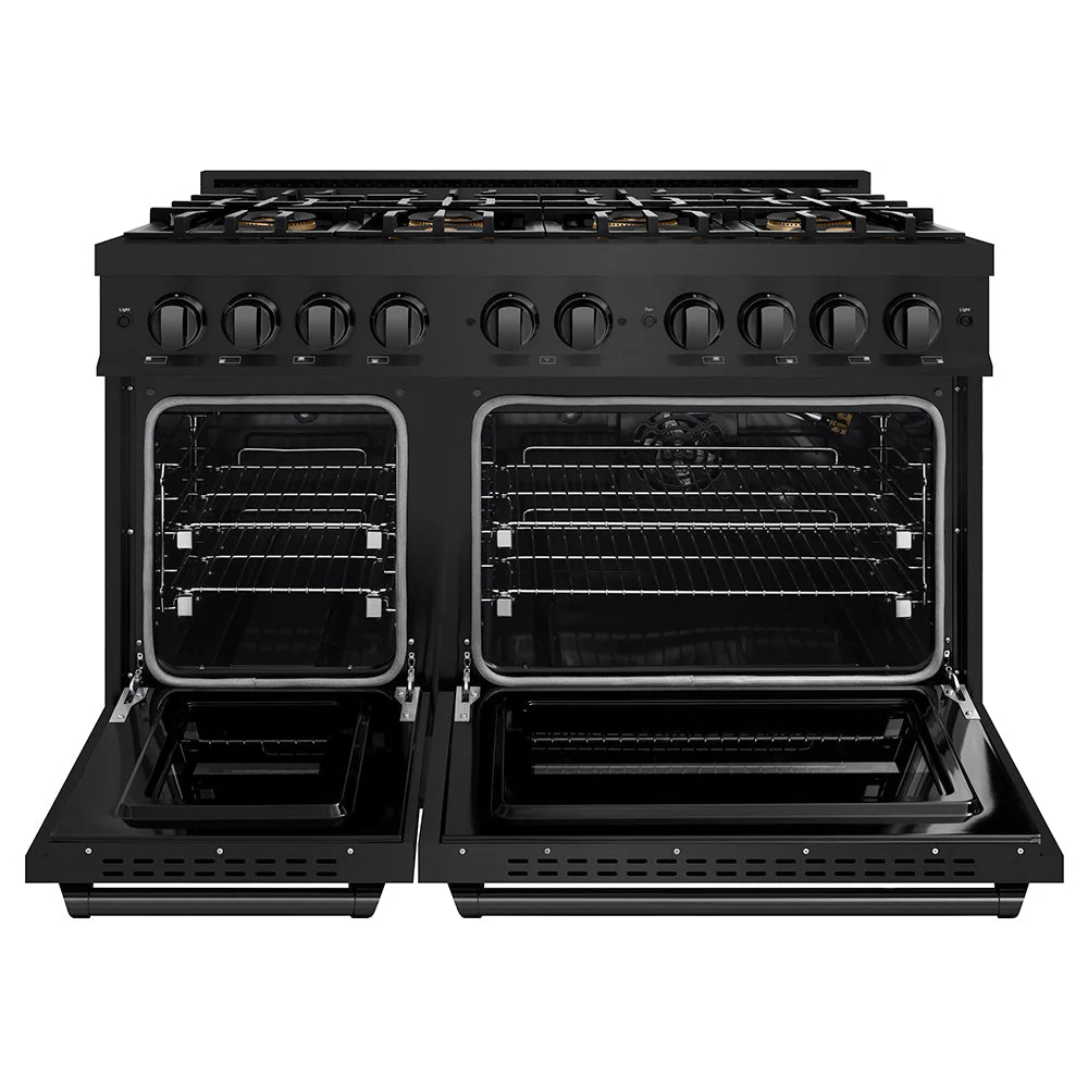 48 In. 6.7 Cu. Ft. Classic Gas Range With 8 Burner Duopro™ Cooktop And Dual Ovens In Black Stainless Steel PCGRB48