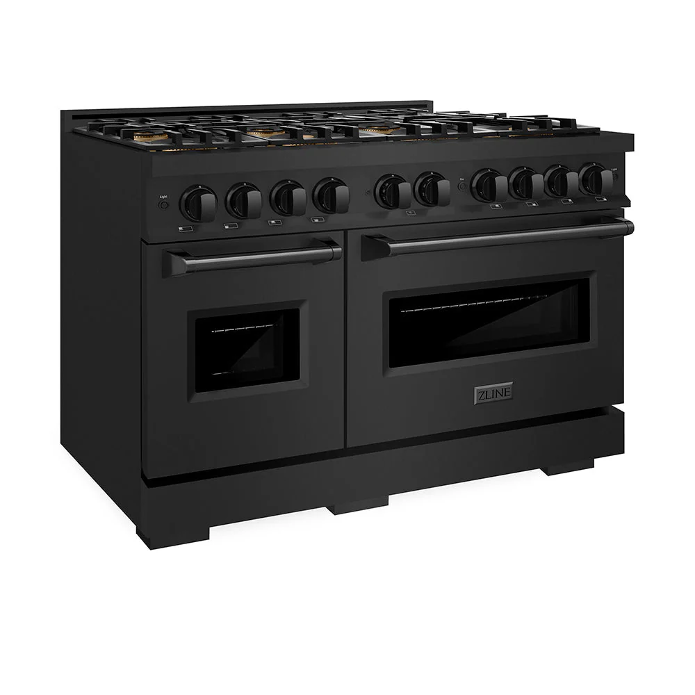 48 In. 6.7 Cu. Ft. Classic Gas Range With 8 Burner Duopro™ Cooktop And Dual Ovens In Black Stainless Steel PCGRB48