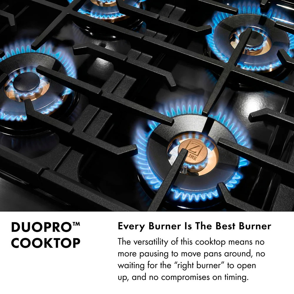Autograph Edition 48 In. 6.7 Cu. Ft. Classic Gas Range With 8 Burner Duopro™ Cooktop And Dual Ovens In Black Stainless Steel And Champagne Bronze Accents PCGRBZ48CB