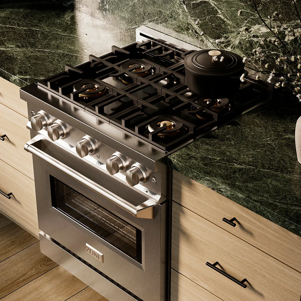 30 In. 4.2 Cu. Ft. Classic Gas Range With 4 Burner Duopro™ Cooktop And Convection Gas Oven In Satin Stainless Steel PCGRS30