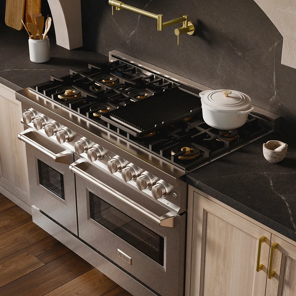48 In. 6.7 Cu. Ft. Classic Gas Range With 8 Burner Duopro™ Cooktop And Dual Ovens In Satin Stainless Steel PCGRS48