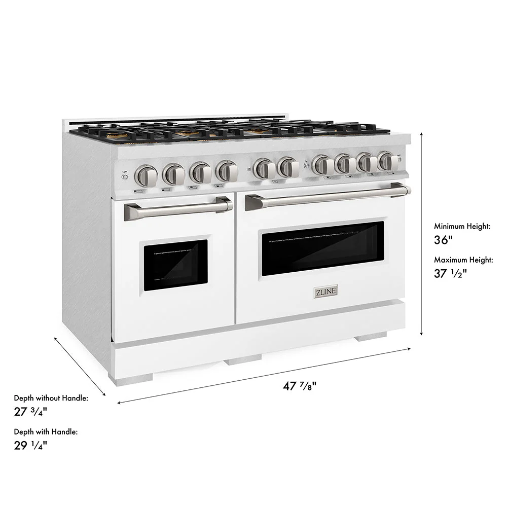 48 In. 6.7 Cu. Ft. Classic Gas Range With 8 Burner Duopro™ Cooktop And Dual Ovens In Satin Stainless Steel With White Matte Doors PCGRSWM48