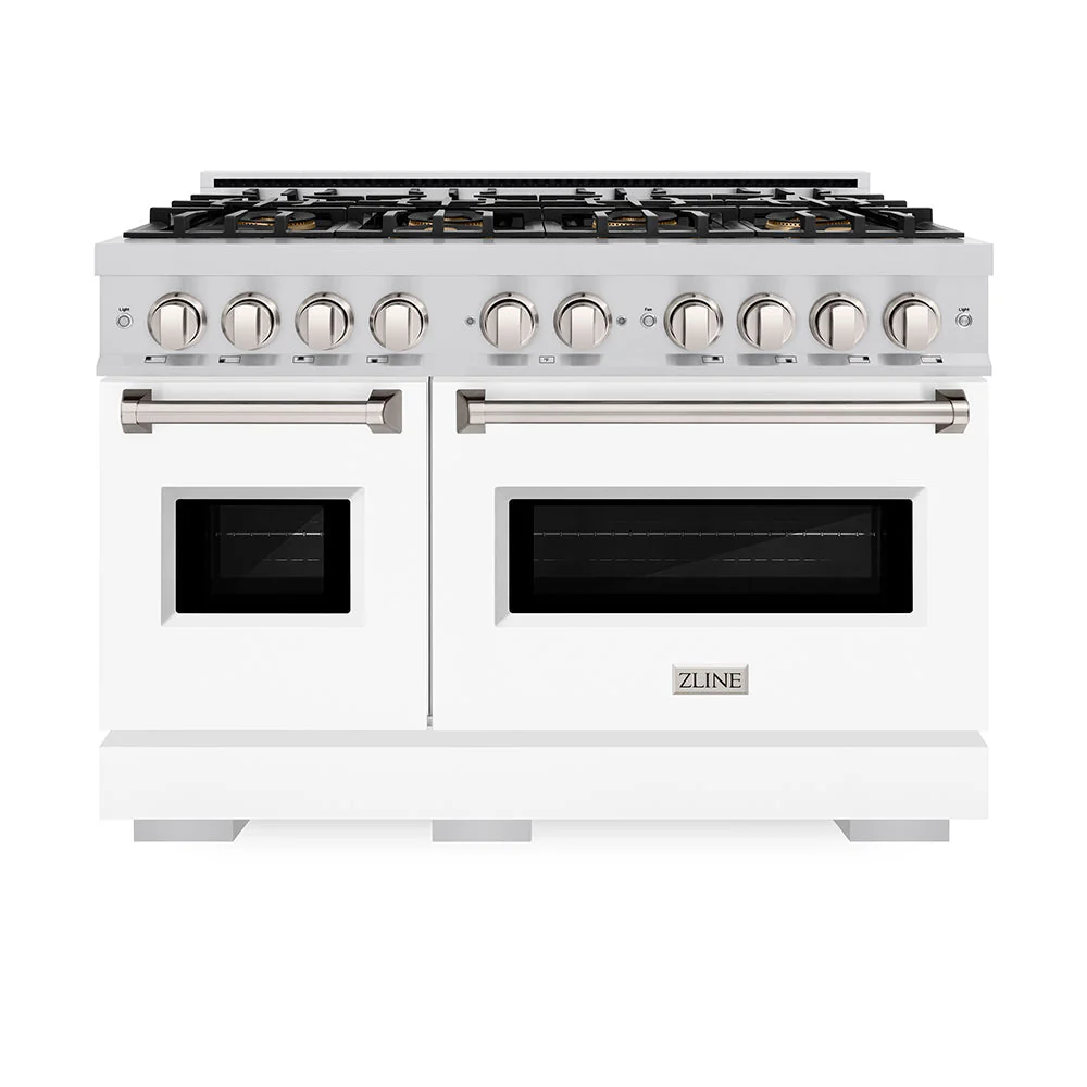 48 In. 6.7 Cu. Ft. Classic Gas Range With 8 Burner Duopro™ Cooktop And Dual Ovens With White Matte Doors PCGRWM48