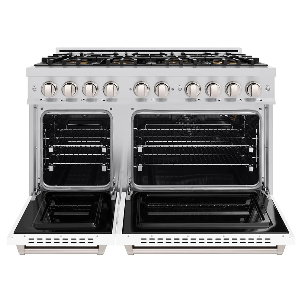 48 In. 6.7 Cu. Ft. Classic Gas Range With 8 Burner Duopro™ Cooktop And Dual Ovens With White Matte Doors PCGRWM48