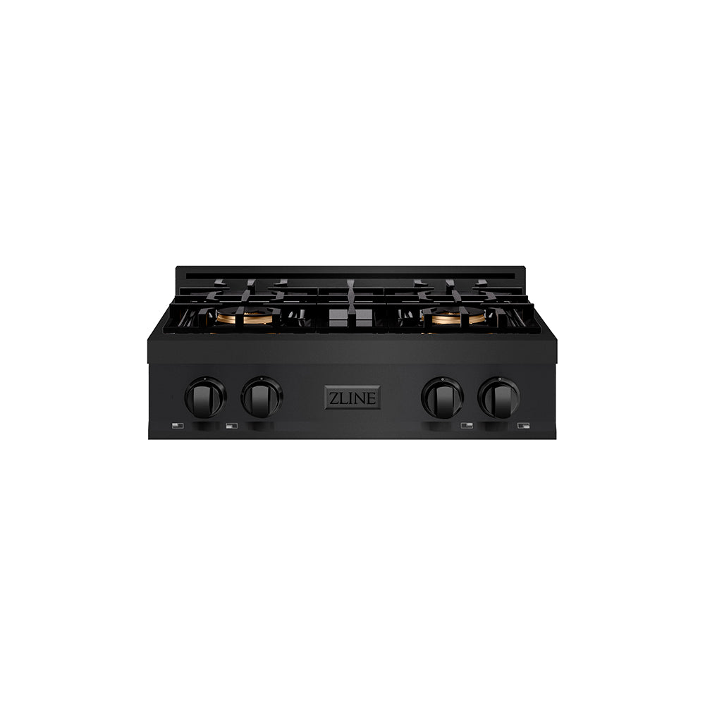 30 In. Classic Gas Rangetop With 4 Burner Duopro™ Cooktop In Black Stainless Steel PCRTB30
