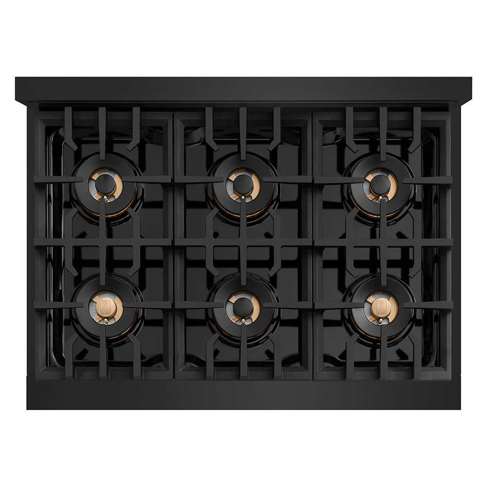 36 In. Classic Gas Rangetop With 6 Burner Duopro™ Cooktop In Black Stainless Steel PCRTB36