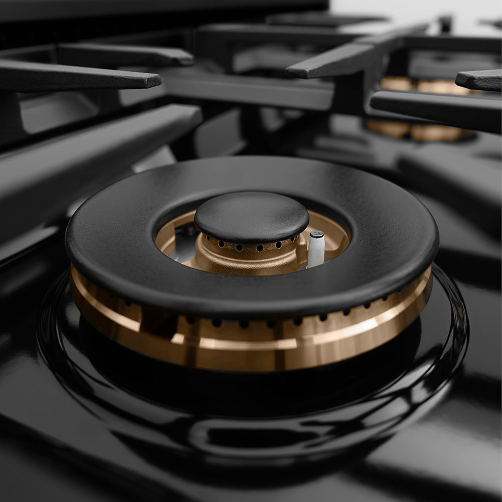 ZLINE Autograph Edition 30 in. Classic Gas Rangetop with 4 Burner DuoPro™ Cooktop in Black Stainless Steel and Champagne Bronze Accents (PCRTBZ-30-CB) PCRTBZ30CB