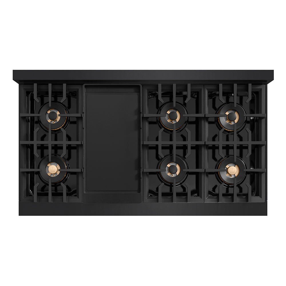 Autograph Edition 48 In. Classic Gas Rangetop With 8 Burner Duopro™ Cooktop In Black Stainless Steel And Champagne Bronze Accents PCRTBZ48CB