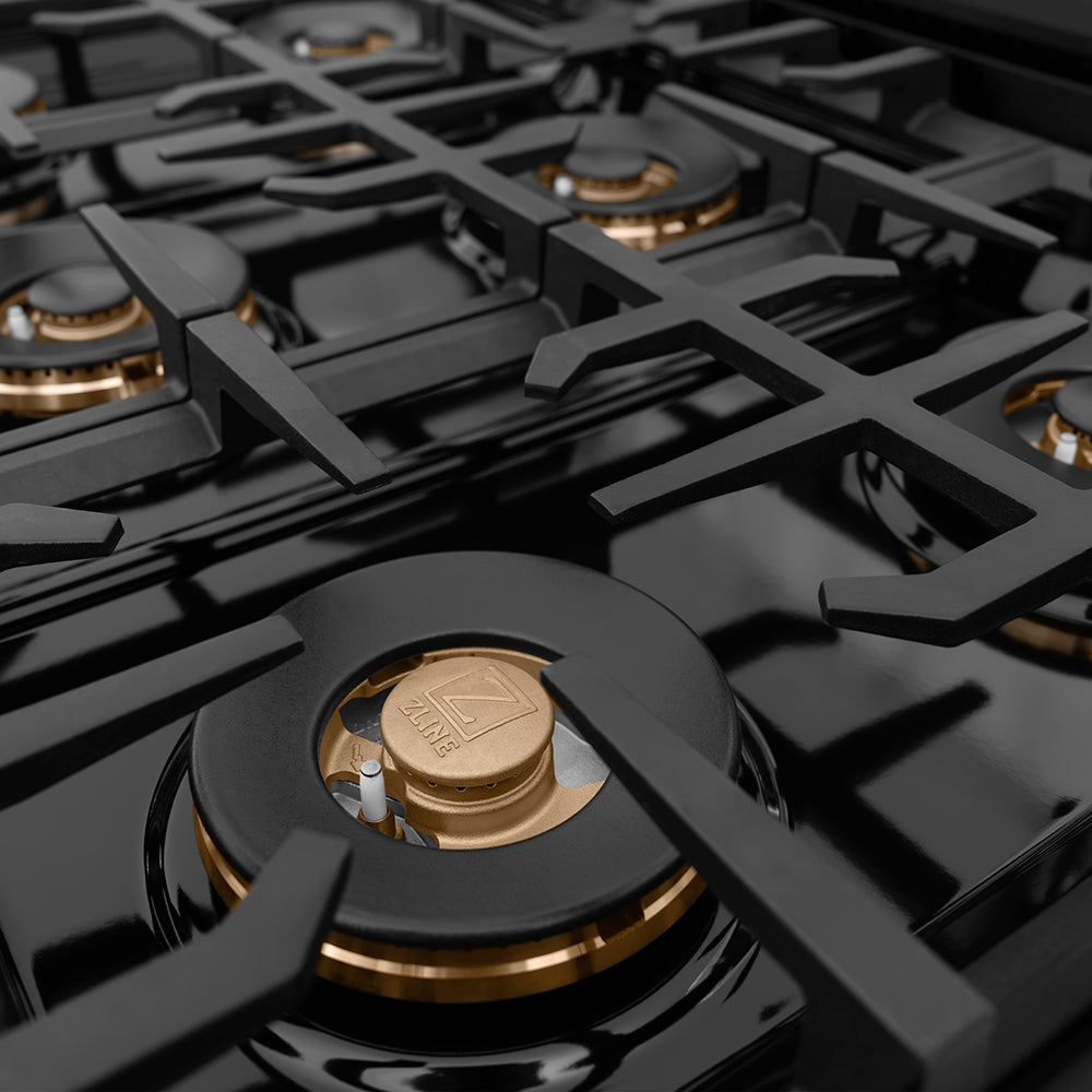 Autograph Edition 48 In. Classic Gas Rangetop With 8 Burner Duopro™ Cooktop In Black Stainless Steel And Champagne Bronze Accents PCRTBZ48CB