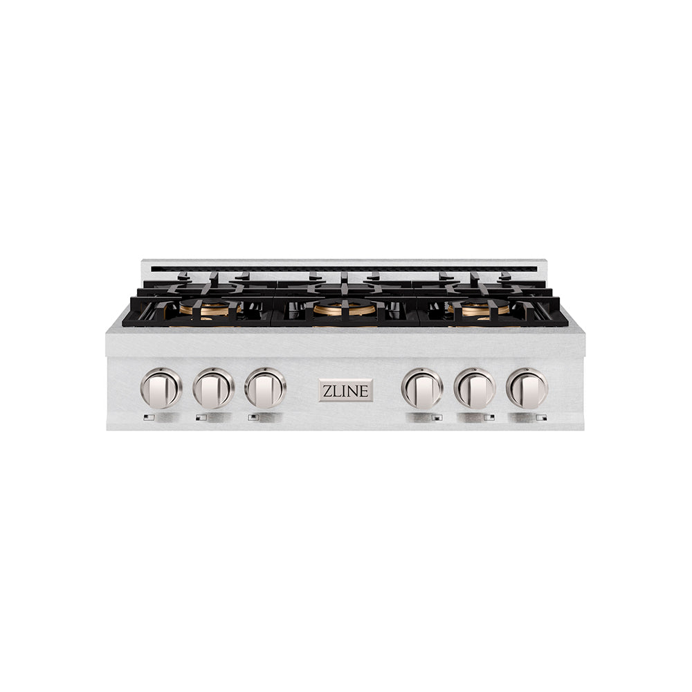 ZLINE 36 in. Classic Gas Rangetop with 6 Burner DuoPro™ Cooktop in Satin Stainless Steel (PCRTS-36) PCRTS36