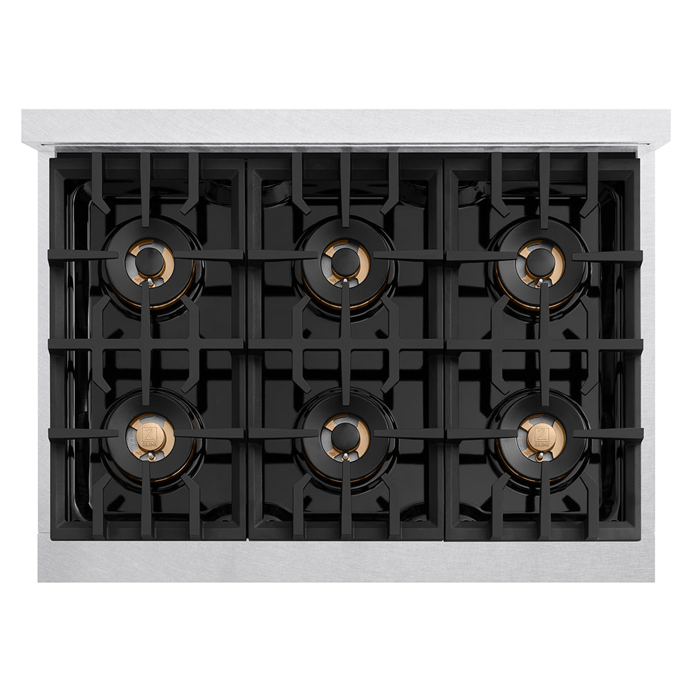 ZLINE 36 in. Classic Gas Rangetop with 6 Burner DuoPro™ Cooktop in Satin Stainless Steel (PCRTS-36) PCRTS36