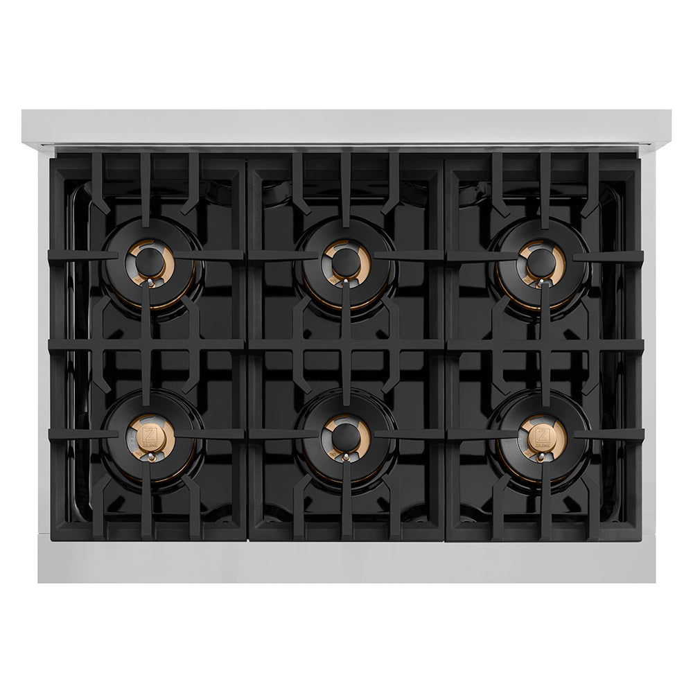 ZLINE Autograph Edition 36 in. Classic Gas Rangetop with 6 Burner DuoPro™ Cooktop in Stainless Steel and Matte Black Accents (PCRTZ-36-MB) PCRTZ36MB