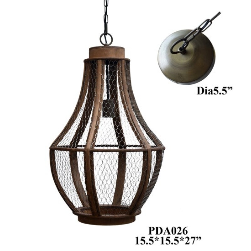 Deja Single Light Metal and Wood Pendant PDA026SNG