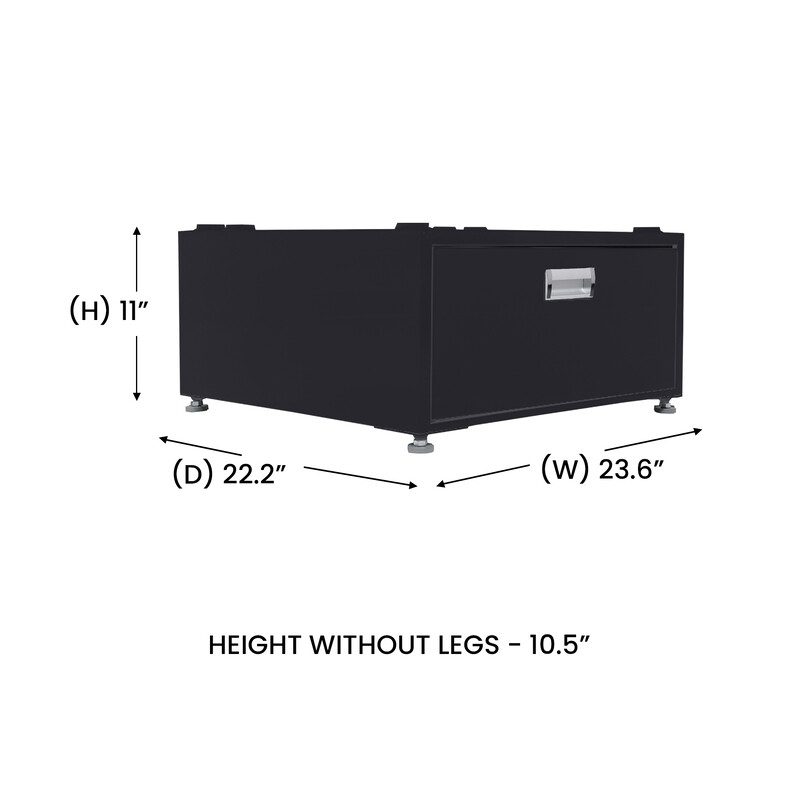 24in Laundry Pedestal 11in tall + Rollout Storage Drawer Adjustable feet PDL4455