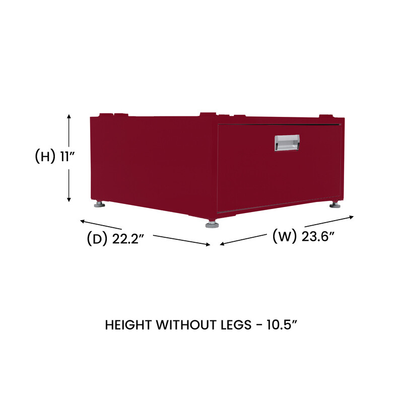 24in Laundry Pedestal 11in tall + Rollout Storage Drawer Adjustable feet Merlot PDL4455M