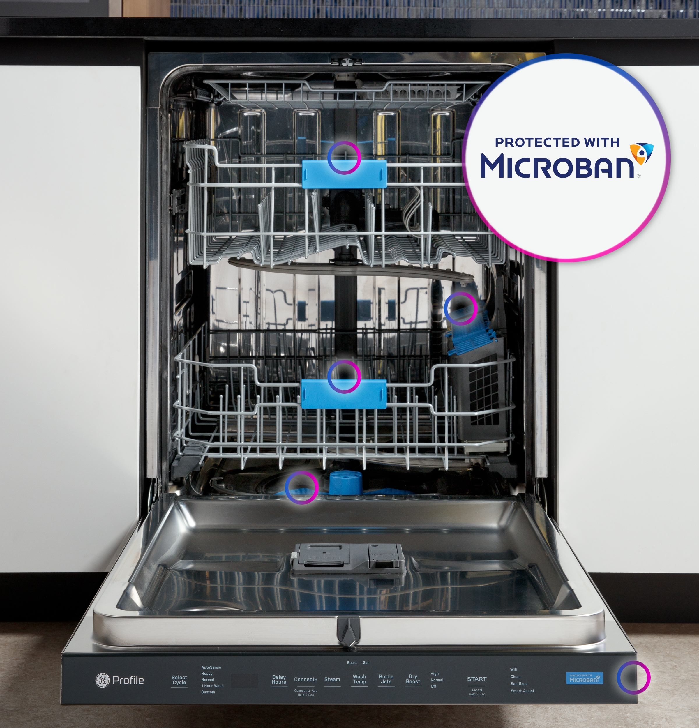 Fingerprint Resistant Top Control Stainless Interior Dishwasher with Microban Antimicrobial Technology view 28