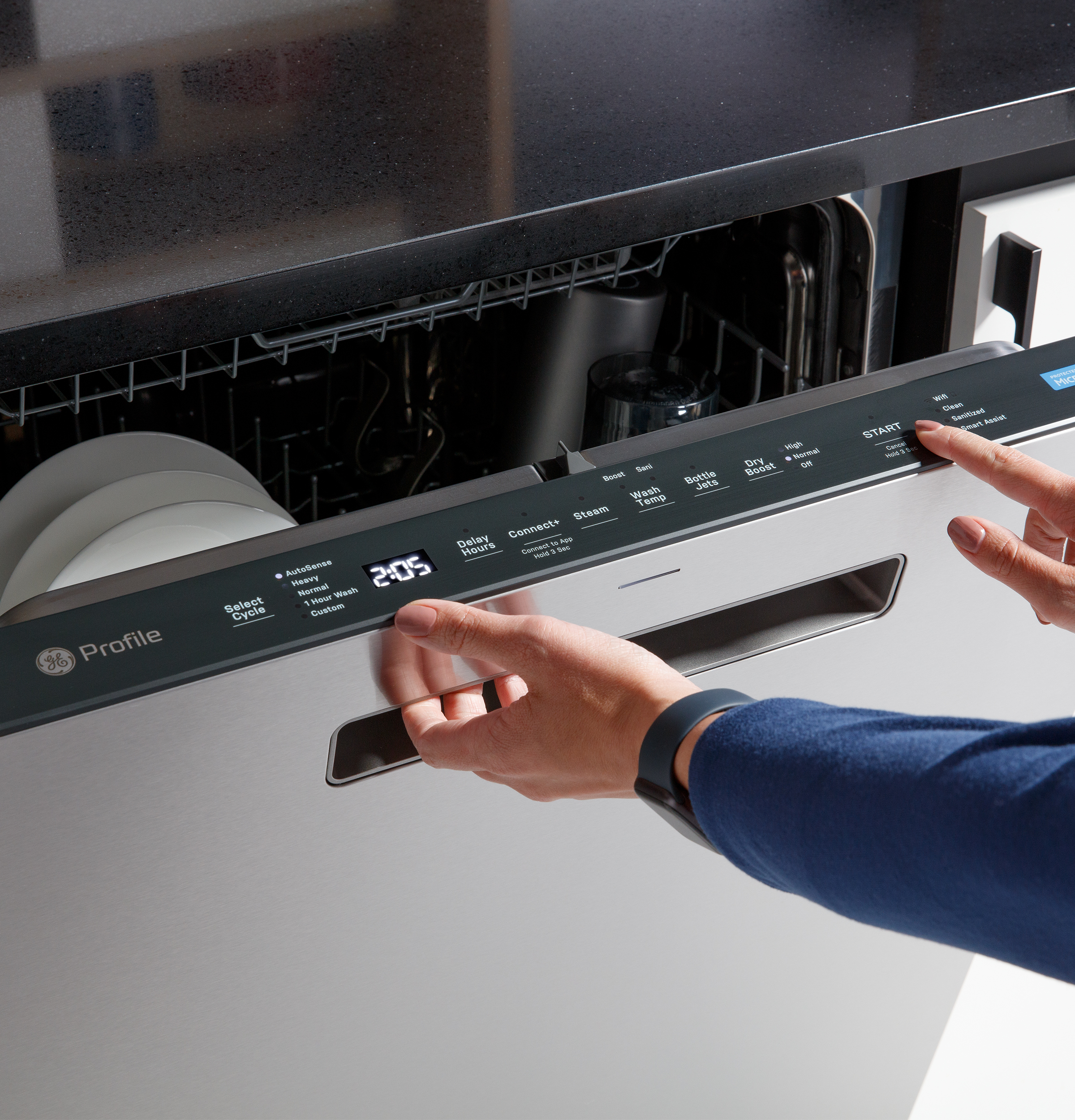 Fingerprint Resistant Top Control Stainless Interior Dishwasher with Microban Antimicrobial Technology view 16