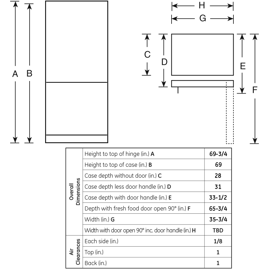 25.3 Cu. Ft. Bottom-Freezer PDSF5NBXBB, product image 3 of 3