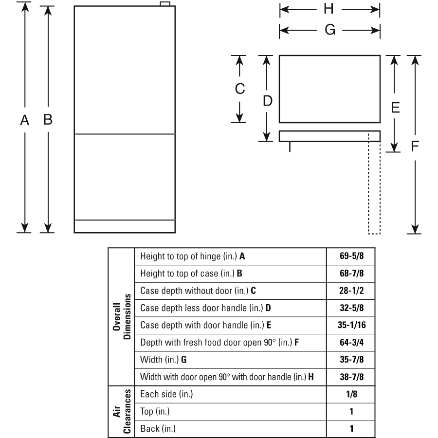 25.3 Cu. Ft. Stainless Bottom-Freezer Refrigerator PDSS5NBWRSS, product image 4 of 4