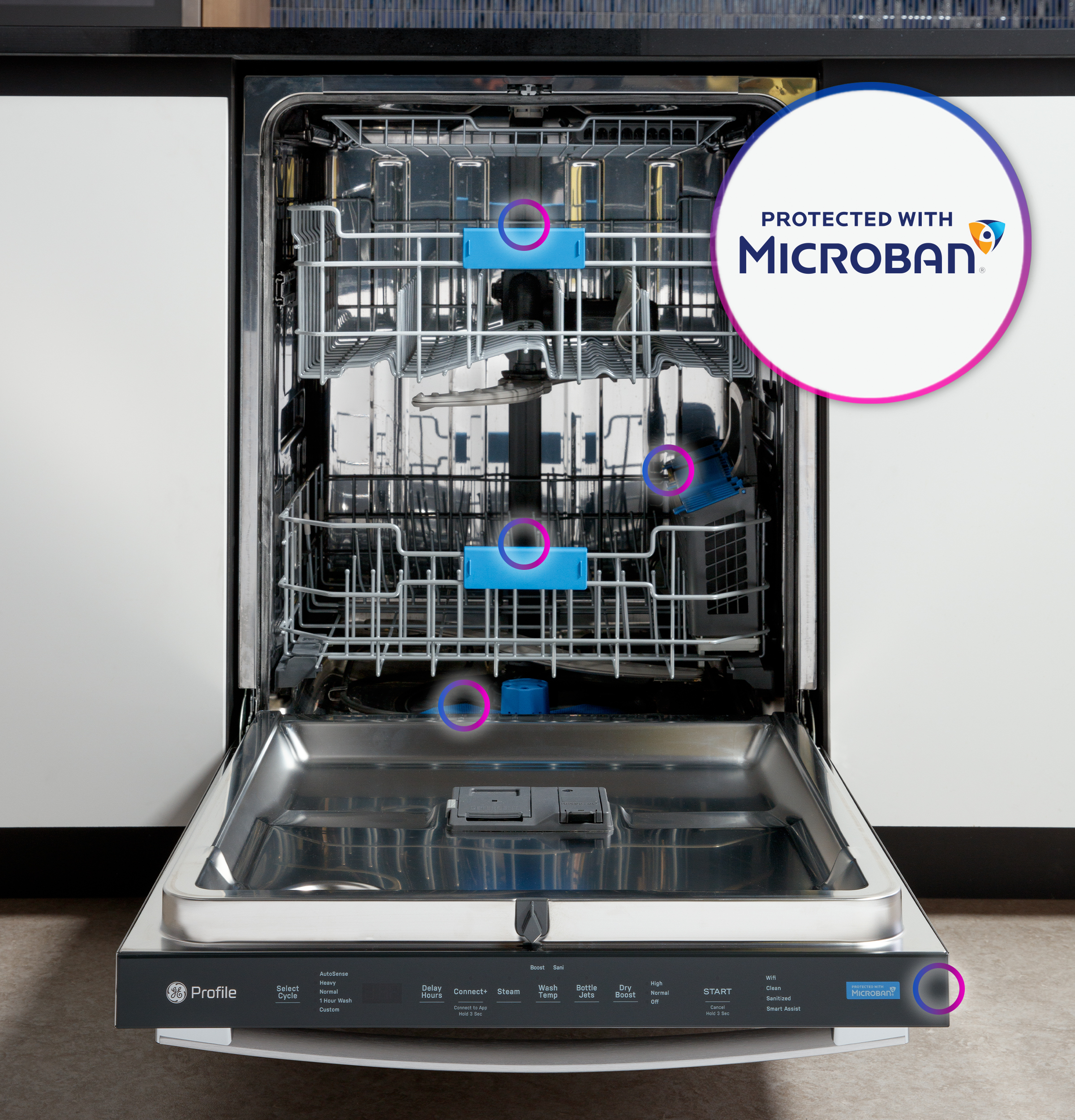 Fingerprint Resistant Top Control Stainless Interior Dishwasher with Microban Antimicrobial Technology view 30