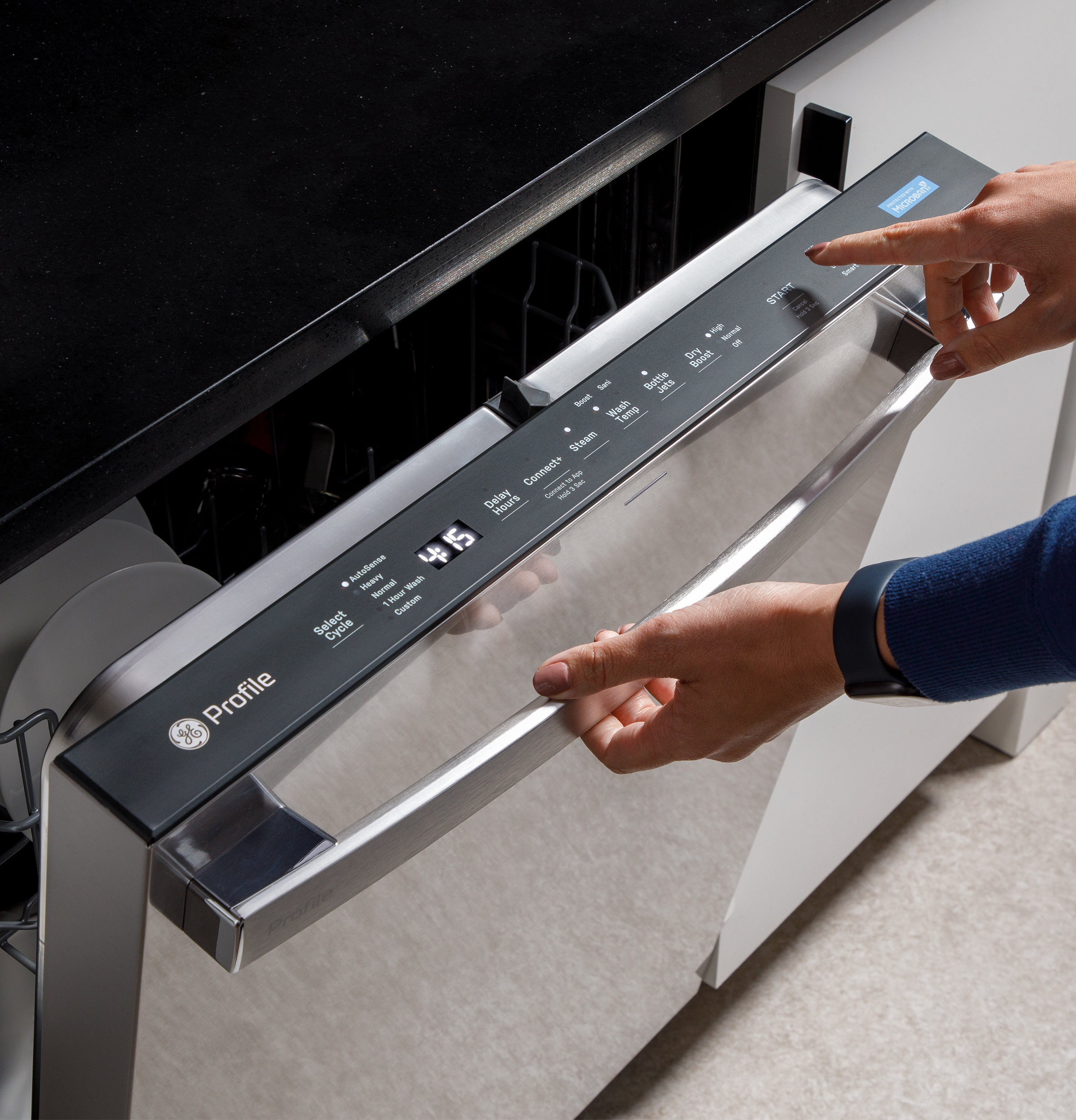 Fingerprint Resistant Top Control Stainless Interior Dishwasher with Microban Antimicrobial Technology view 33