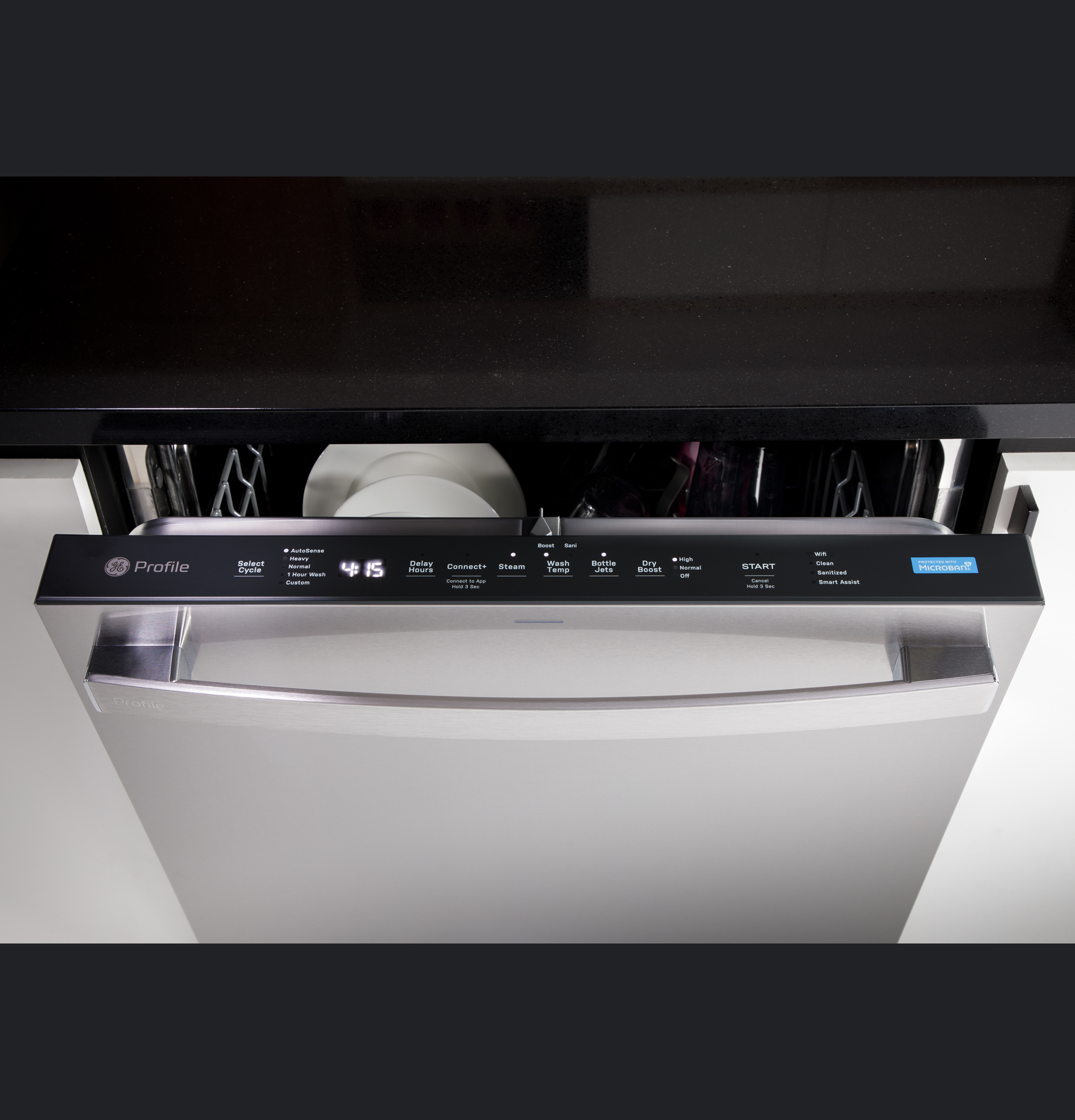 Fingerprint Resistant Top Control Stainless Interior Dishwasher with Microban Antimicrobial Technology view 5