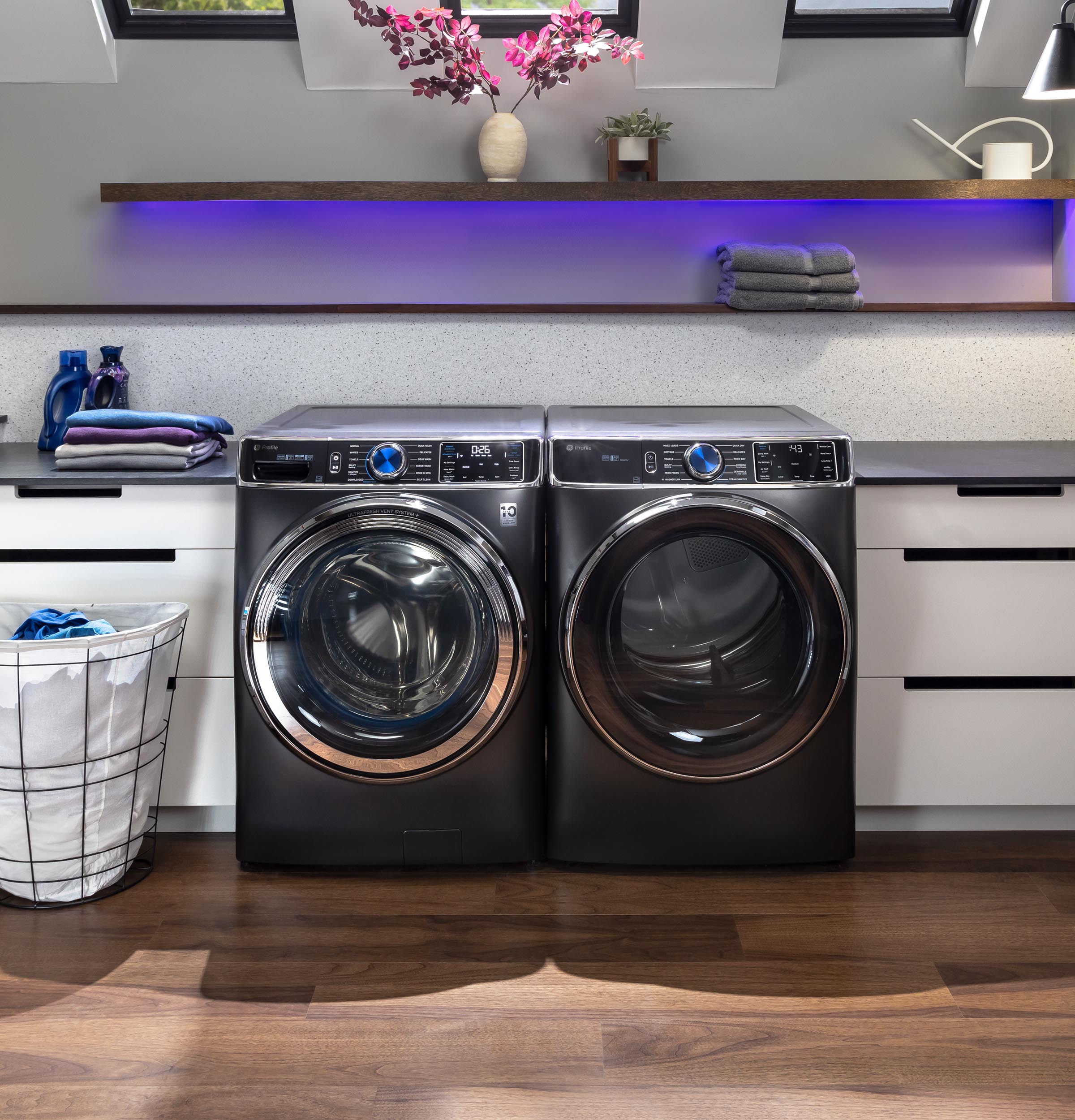 7.8 cu. ft. Capacity Smart Front Load Electric Dryer with Steam and Sanitize Cycle PFD95ESPTDS